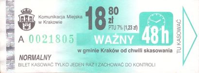 Bilet Kraków 18,80