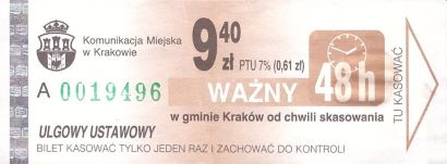 Bilet Kraków 9,40