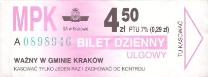 Bilet Kraków 4,50