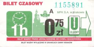 Bilet Kraków 0,75