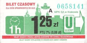 Bilet Kraków 1,25