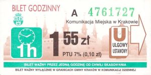 Bilet Kraków 1,55 Ciemny Herb