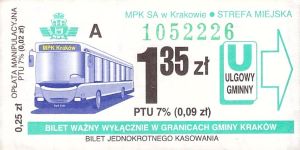 Bilet Kraków 1,35
