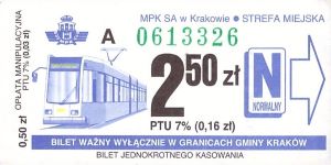 Bilet Kraków 2,50