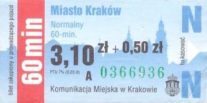 Bilet Kraków 3,10 + 0,50