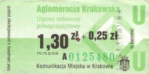 Bilet Kraków 1,30 + 0,25