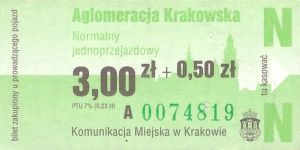Bilet Kraków 3,00 + 0,50