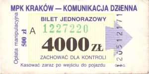 Bilet Kraków 4000