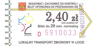 Bilet Łódź 2,40