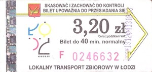 Bilet Łódź 3,20