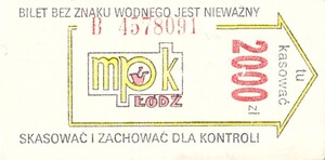 Bilet Łódź 2000