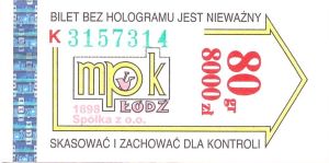 Bilet Łódź 80/8000