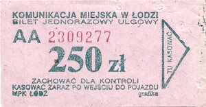 Bilet Łódź 250