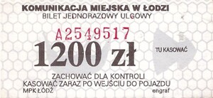 Bilet Łódź 1200