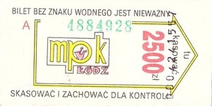 Bilet Łódź 2500