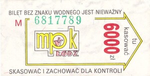 Bilet Łódź 6000