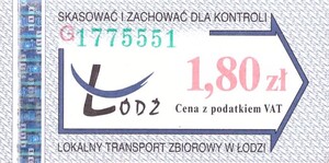 Bilet Łódź 1,80