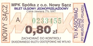 Bilet Nowy Sącz 0,80
