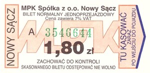Bilet Nowy Sącz 1,80