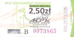 Bilet Nowy Sącz 2,50