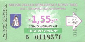 Bilet Nowy Targ 1,55