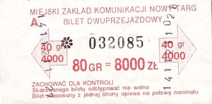 Bilet Nowy Targ 80=8000