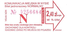 Bilet Nysa 2,40