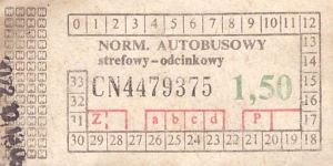 Bilet ogolnopolski 1,50 CN