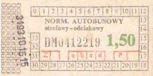 Bilet ogolnopolski 1,50 DM