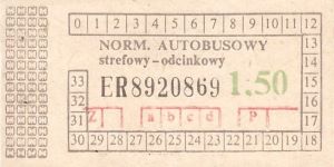 Bilet ogolnopolski 1,50 ER