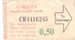 Bilet ogolnopolski 0,50 CR