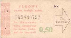 Bilet ogolnopolski 0,50 EK
