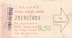 Bilet ogolnopolski 0,50 JM