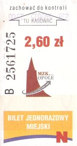 Bilet Opole 2,60