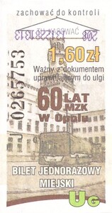 Bilet Opole 1,60 60lat