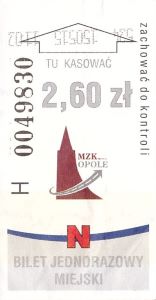 Bilet Opole 2,60