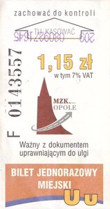 Bilet Opole 1,15 pion