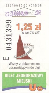 Bilet Opole 1,25