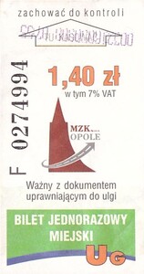 Bilet Opole 1,40