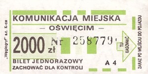 Bilet Oświęcim 2000
