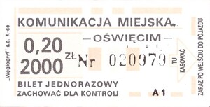 Bilet Oświęcim 0,20/2000