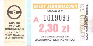 Bilet Oświęcim 2,70