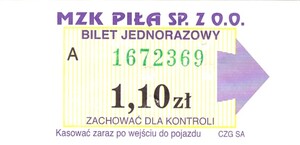 Bilet Piła 1,10