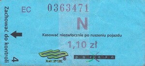 Bilet Poznań 1,10