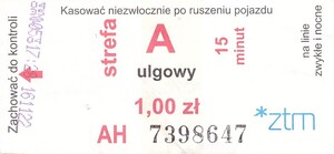 Bilet Poznań A 1,00