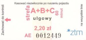 Bilet Poznań A B C 2,20