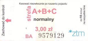 Bilet Poznań A B C 3,00
