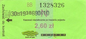 Bilet Poznań 2,60