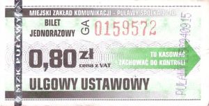 Bilet Puławy 0,80