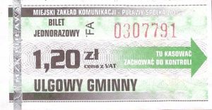 Bilet Puławy 1,20